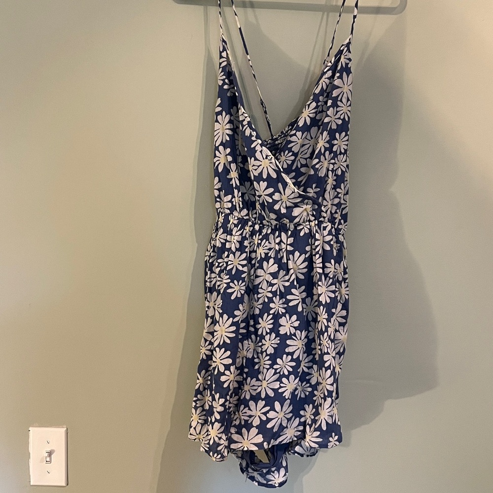 American Eagle Outfitters Blue and White Romper